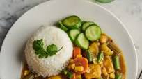 Japanese Chicken and Vegetable Curry with Rice and Quick Cucumber Pickles Japanese Chicken and Vegetable Curry with Rice and Quick Cucumber Pickles