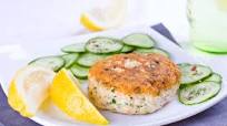 No-Fuss Salmon Burgers with Cucumber Salad No-Fuss Salmon Burgers with Cucumber Salad