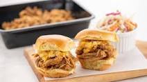 BBQ and Mango Chutney Pulled Pork Sliders with Buttermilk Ranch Slaw no prep, quick cook BBQ and Mango Chutney Pulled Pork Sliders with Buttermilk Ranch Slaw no prep, quick cook