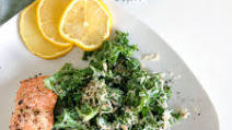 Kale Caesar Salad with Baked Salmon Kale Caesar Salad with Baked Salmon