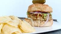 Mixed seafood burger with horseradish tartar sauce Mixed seafood burger with horseradish tartar sauce
