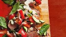 Barbecued pork fillet with coconut, cucumber and tomato salad Barbecued pork fillet with coconut, cucumber and tomato salad