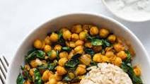 Indian-Spiced Skillet Chickpeas & Kale with Raita Indian-Spiced Skillet Chickpeas & Kale with Raita