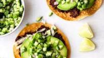 Avocado Tostadas with Cucumber Pico Avocado Tostadas with Cucumber Pico