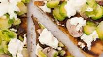 Grilled Pizza with Maple Onion Jam and Shaved Brussels Sprouts Grilled Pizza with Maple Onion Jam and Shaved Brussels Sprouts