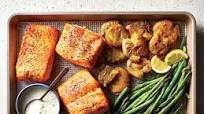 One-Pan Baked Salmon With Green Beans and Smashed Potatoes One-Pan Baked Salmon With Green Beans and Smashed Potatoes
