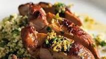 Soya marinated pork fillet with minty tabbouleh and gremolata Soya marinated pork fillet with minty tabbouleh and gremolata