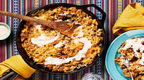 Cheesy Mexican Beef and Rice Skillet with Hot Sauce Crema Cheesy Mexican Beef and Rice Skillet with Hot Sauce Crema