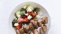 Lamb kebabs & Greek salad Lamb kebabs & Greek salad