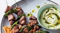 Korma lamb kebabs with coriander-yoghurt dip Korma lamb kebabs with coriander-yoghurt dip