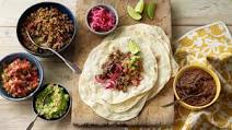 Homemade soft tacos with beef and black beans Homemade soft tacos with beef and black beans