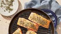 Grilled salmon with mustard-herb crust Grilled salmon with mustard-herb crust