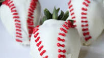 Chocolate-Covered Baseball Strawberries Chocolate-Covered Baseball Strawberries