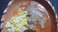Chilito relleno de soja en caldillo de jitomate con arroz y frijoles a la ranchera las Correa Chilito relleno de soja en caldillo de jitomate con arroz y frijoles a la ranchera las Correa