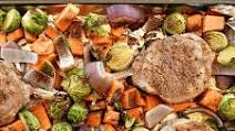Pork Chop, Sweet Potato & Brussels Sprout Sheet Pan Meal Pork Chop, Sweet Potato & Brussels Sprout Sheet Pan Meal