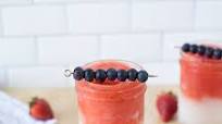 Layered Strawberry-Lime Margaritas Layered Strawberry-Lime Margaritas