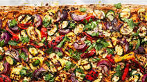 Grilled Vegetable Flatbread with Smoked Almond Muhammara Grilled Vegetable Flatbread with Smoked Almond Muhammara
