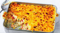 10-minute cheesy salmon rice bake recipe 10-minute cheesy salmon rice bake recipe