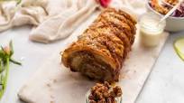 Stuffed Rolled Pork Belly Roast with Summer Slaw & Candied Nuts Stuffed Rolled Pork Belly Roast with Summer Slaw & Candied Nuts
