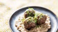 Smoky Lamb Meatballs With Almond-Butter Baba Ganoush Recipe Smoky Lamb Meatballs With Almond-Butter Baba Ganoush Recipe