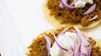 Cochinita Tostadas with Yoghurt Greek Style Cochinita Tostadas with Yoghurt Greek Style