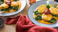 Potato Malai Kofta with Sautéed Spinach and Tomato Chutney Potato Malai Kofta with Sautéed Spinach and Tomato Chutney