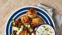 Pork & Feta Keftedes With Chips, Tzatziki And Greek Salad Pork & Feta Keftedes With Chips, Tzatziki And Greek Salad