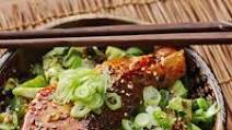Easy Teriyaki-Glazed Salmon, Cucumber, and Avocado Rice Bowls Recipe Easy Teriyaki-Glazed Salmon, Cucumber, and Avocado Rice Bowls Recipe