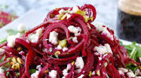Beet Noodles with Maple Balsamic Dressing over Arugula Beet Noodles with Maple Balsamic Dressing over Arugula