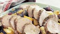Herbed pork fillet with roast vegetables Herbed pork fillet with roast vegetables