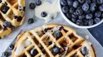 Blueberry Sour Cream Waffles with Maple Glaze Blueberry Sour Cream Waffles with Maple Glaze