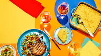 Grilled Bone-In Pork Chops with Corn and Salted Cucumber Salsa Grilled Bone-In Pork Chops with Corn and Salted Cucumber Salsa