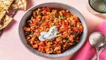 Turkey, Pea and Spinach Keema with Butter Naan Turkey, Pea and Spinach Keema with Butter Naan