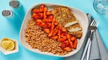Mozzarella & Herb Chicken with Roasted Carrots & Buttery Couscous Mozzarella & Herb Chicken with Roasted Carrots & Buttery Couscous