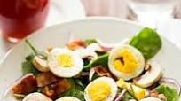 Warm Spinach Salad with Bacon, Mushrooms & Hard-Boiled Eggs Warm Spinach Salad with Bacon, Mushrooms & Hard-Boiled Eggs
