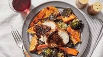 Pork Roast & Fig Pan Sauce with Roasted Sweet Potatoes, Carrots & Broccoli Pork Roast & Fig Pan Sauce with Roasted Sweet Potatoes, Carrots & Broccoli