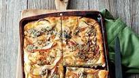 Focaccia with Caramelized Onions, Pear and Blue Cheese Focaccia with Caramelized Onions, Pear and Blue Cheese