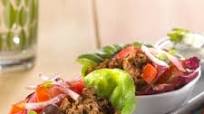 Greek Style Lettuce Tacos Filled with Crumbles Recipe Greek Style Lettuce Tacos Filled with Crumbles Recipe