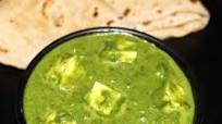 Saag Paneer/Palak Paneer with Spinach, Spring Onions, and Green Garlic Saag Paneer/Palak Paneer with Spinach, Spring Onions, and Green Garlic
