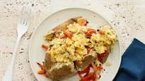 Scrambled Egg-Stuffed Potatoes With Peppers and Onions Scrambled Egg-Stuffed Potatoes With Peppers and Onions