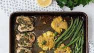 Whole30 Chicken Thighs Sheet Pan Dinner with Smashed Potatoes Whole30 Chicken Thighs Sheet Pan Dinner with Smashed Potatoes