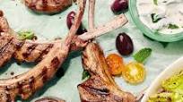 Grilled Lamb Chops with Minted Tzatziki & Grilled Greek Salad Grilled Lamb Chops with Minted Tzatziki & Grilled Greek Salad