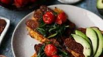 Potato Hash Cakes with Baked Marinated Tempeh Potato Hash Cakes with Baked Marinated Tempeh