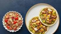 Seared Scallop & Mango Tostadas with Chipotle Mayo & Red Rice Salad Seared Scallop & Mango Tostadas with Chipotle Mayo & Red Rice Salad