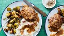 Skillet-Roasted Meatloaf & Brussels Sprouts with Sour Cream Smashed Potatoes & Gravy Skillet-Roasted Meatloaf & Brussels Sprouts with Sour Cream Smashed Potatoes & Gravy