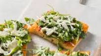 Pizza al Taglio with Arugula and Fresh Mozzarella Pizza al Taglio with Arugula and Fresh Mozzarella
