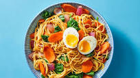 Stir-Fried Ramen Noodles with Spinach & Soft-Boiled Egg Stir-Fried Ramen Noodles with Spinach & Soft-Boiled Egg