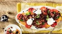 Crispy Beef Brisket and Heirloom Tomatoes with Burrata and Basil Oil Crispy Beef Brisket and Heirloom Tomatoes with Burrata and Basil Oil