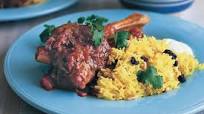Middle Eastern-style lamb shanks with saffron rice Middle Eastern-style lamb shanks with saffron rice