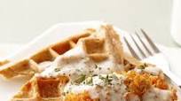 Savory Waffles with Herb Gravy and Crispy Chicken Tenders Savory Waffles with Herb Gravy and Crispy Chicken Tenders